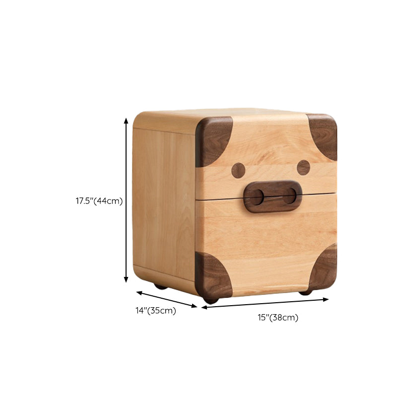 Pig and Panda Kids Bedside Table Wooden Kids Bedside Table with Cabinet