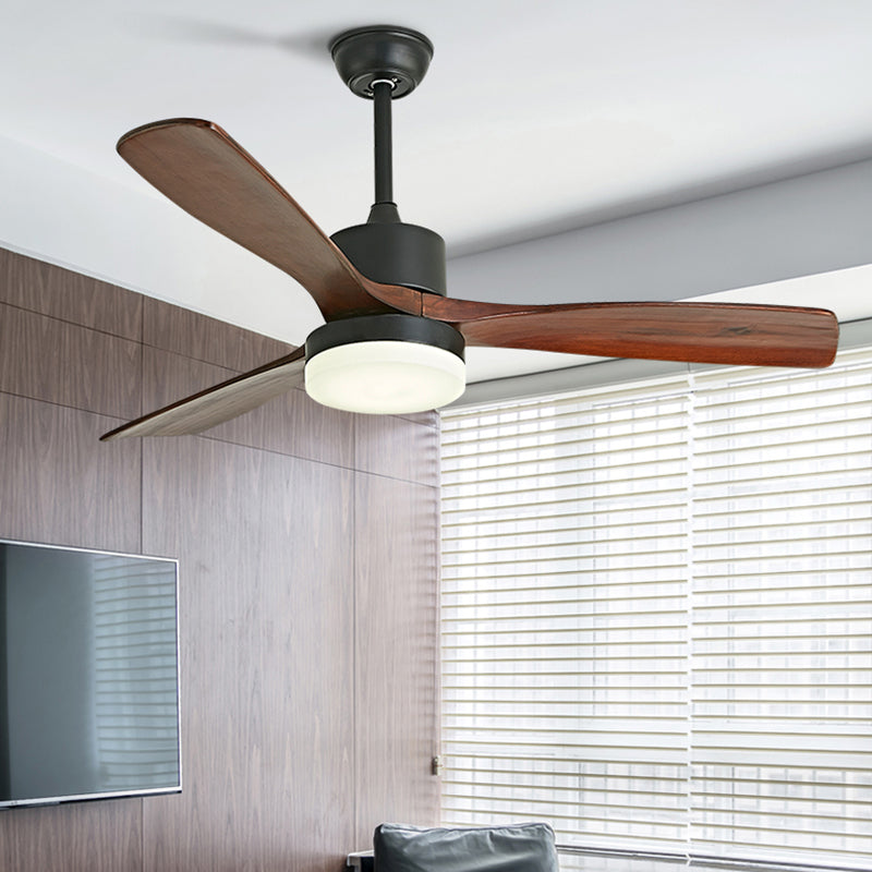 Nordic Style LED Ceiling Fan 52" Wooden Fan Lighting for Living Room