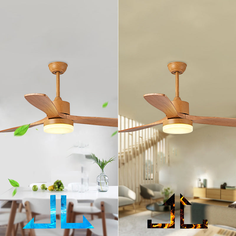 Nordic Style LED Ceiling Fan 52" Wooden Fan Lighting for Living Room