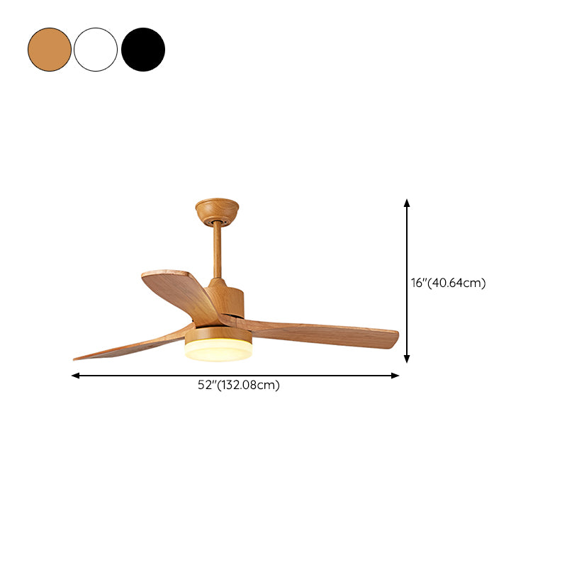 Nordic Style LED Ceiling Fan 52" Wooden Fan Lighting for Living Room