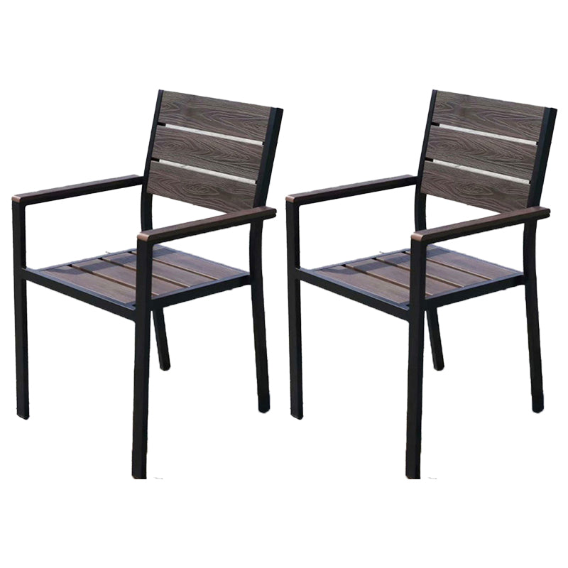 Modern Outdoor Bistro Chairs Wood With Arm Metal Dining Chairs