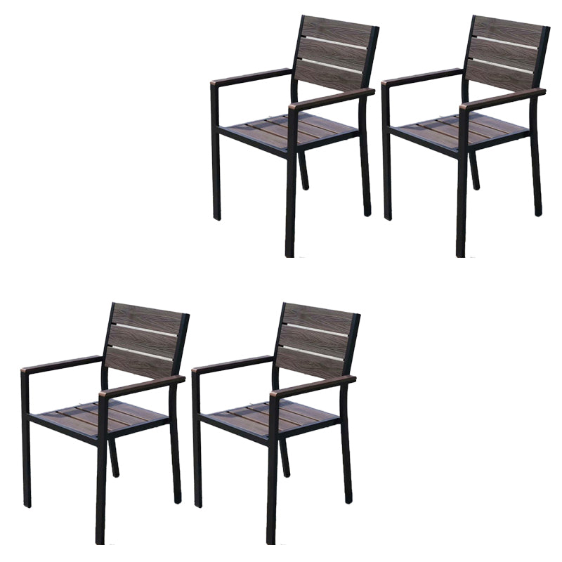 Modern Outdoor Bistro Chairs Wood With Arm Metal Dining Chairs