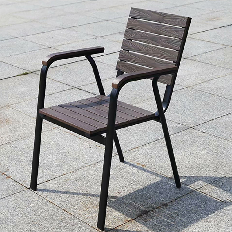 Modern Outdoor Bistro Chairs Wood With Arm Metal Dining Chairs