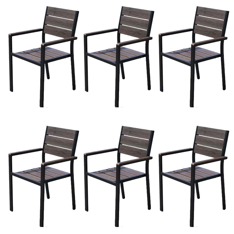 Modern Outdoor Bistro Chairs Wood With Arm Metal Dining Chairs