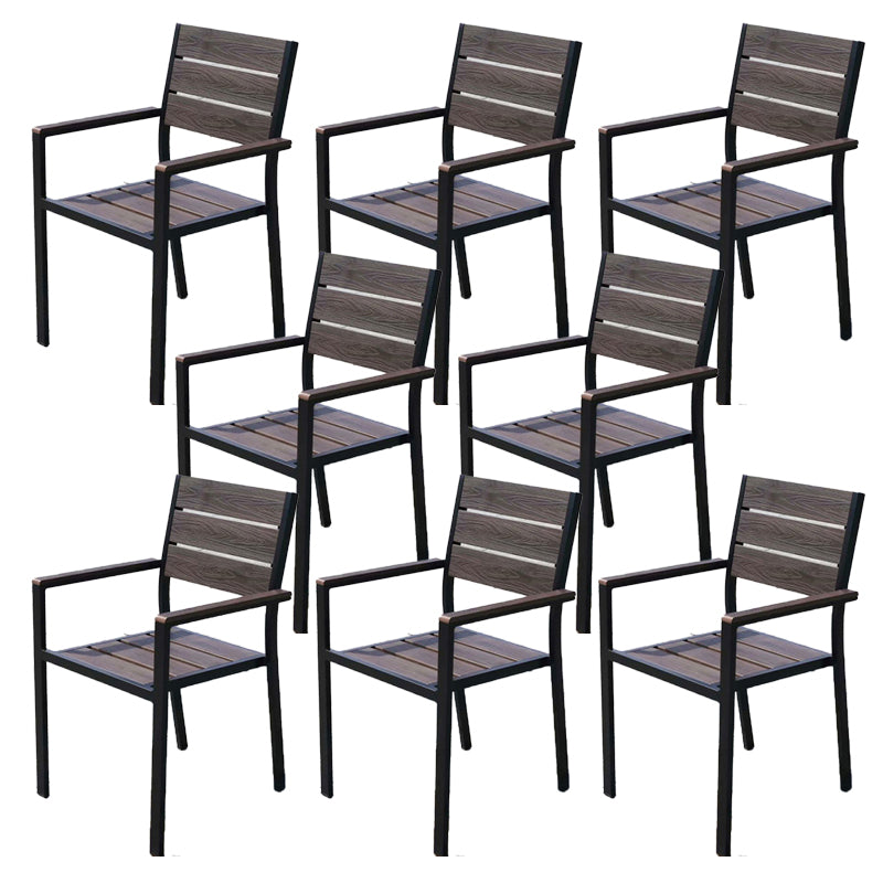 Modern Outdoor Bistro Chairs Wood With Arm Metal Dining Chairs