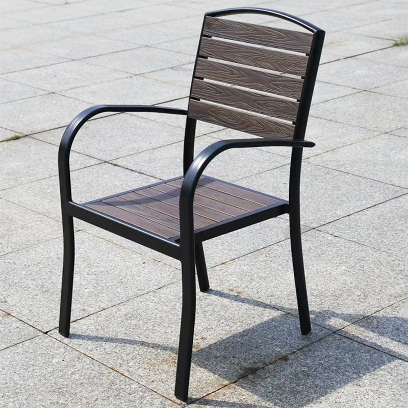 Modern Outdoor Bistro Chairs Wood With Arm Metal Dining Chairs