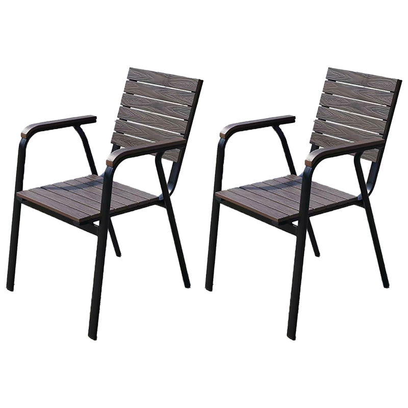 Modern Outdoor Bistro Chairs Wood With Arm Metal Dining Chairs