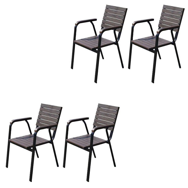 Modern Outdoor Bistro Chairs Wood With Arm Metal Dining Chairs