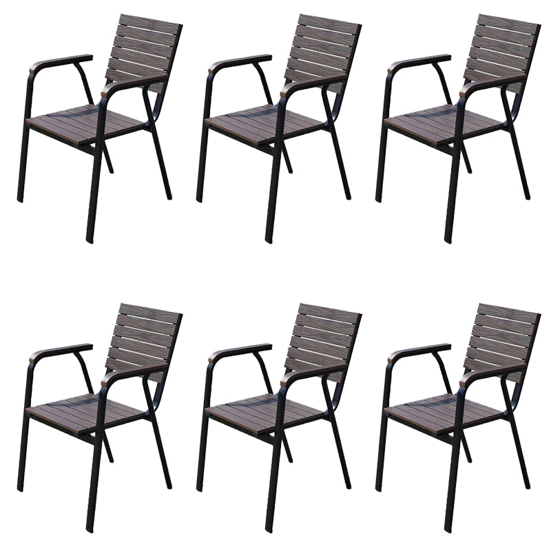 Modern Outdoor Bistro Chairs Wood With Arm Metal Dining Chairs