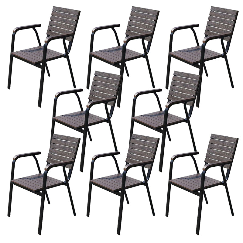 Modern Outdoor Bistro Chairs Wood With Arm Metal Dining Chairs