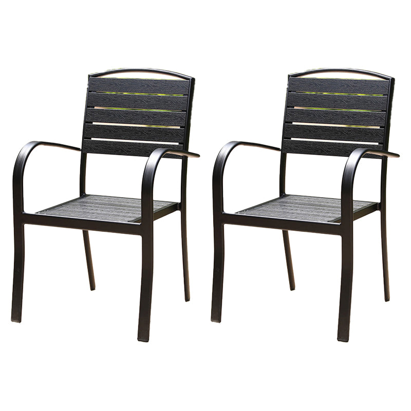 Modern Outdoor Bistro Chairs Wood With Arm Metal Dining Chairs