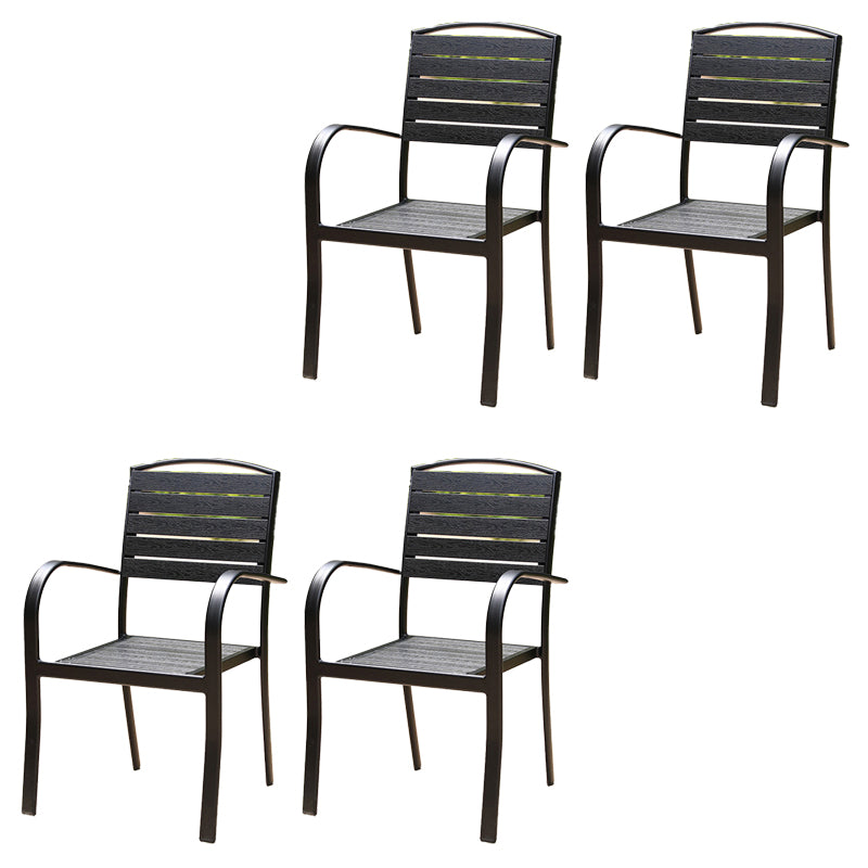 Modern Outdoor Bistro Chairs Wood With Arm Metal Dining Chairs