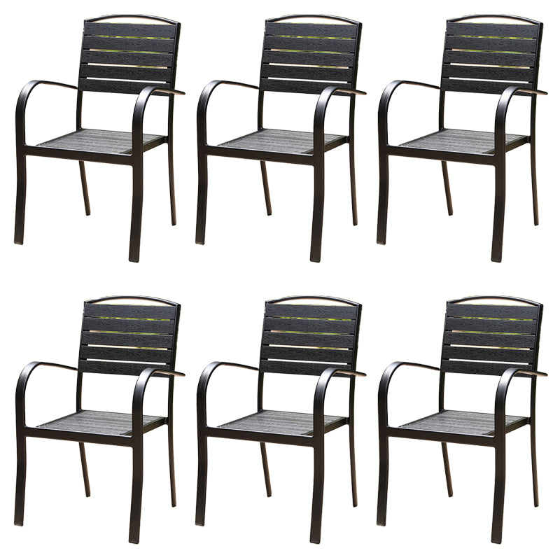 Modern Outdoor Bistro Chairs Wood With Arm Metal Dining Chairs