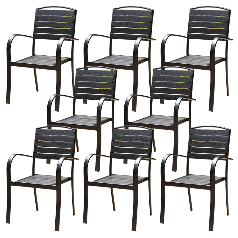 Modern Outdoor Bistro Chairs Wood With Arm Metal Dining Chairs