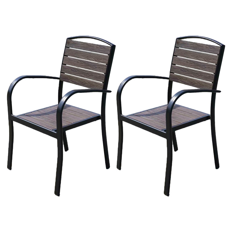 Modern Outdoor Bistro Chairs Wood With Arm Metal Dining Chairs