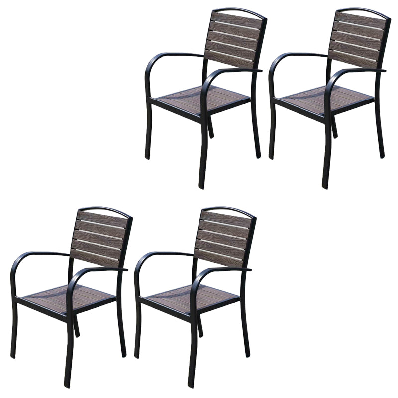 Modern Outdoor Bistro Chairs Wood With Arm Metal Dining Chairs