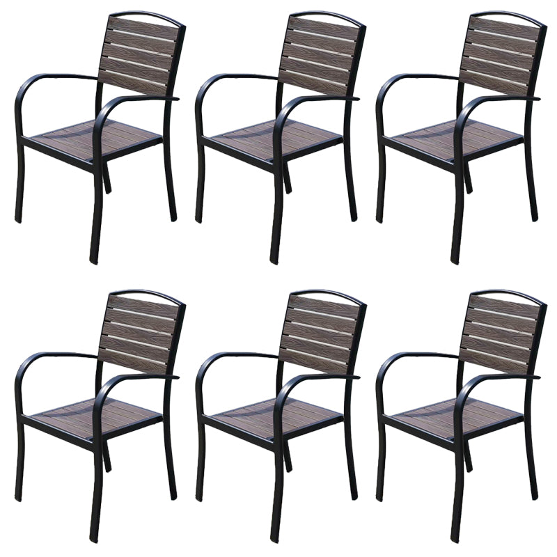 Modern Outdoor Bistro Chairs Wood With Arm Metal Dining Chairs