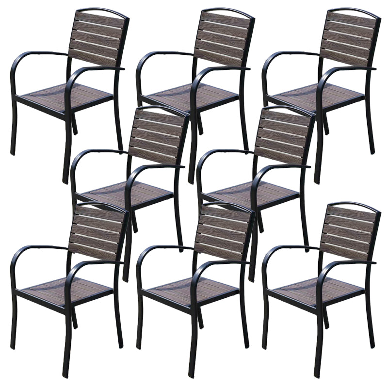 Modern Outdoor Bistro Chairs Wood With Arm Metal Dining Chairs