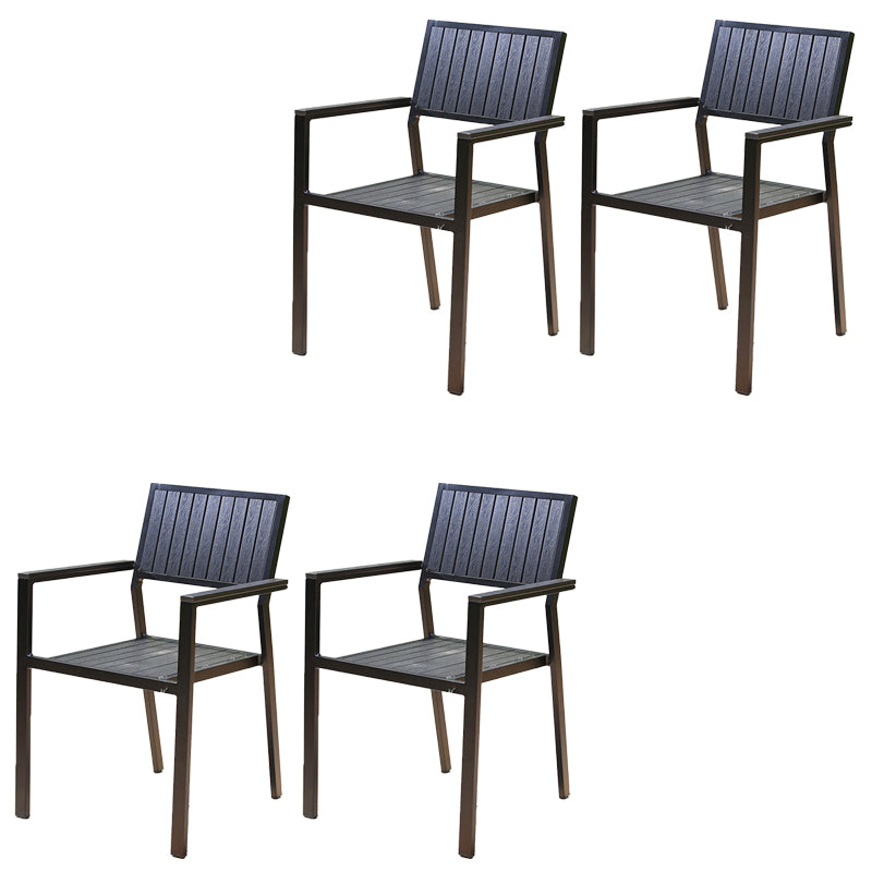 Modern Outdoor Bistro Chairs Wood With Arm Metal Dining Chairs