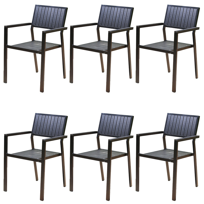 Modern Outdoor Bistro Chairs Wood With Arm Metal Dining Chairs