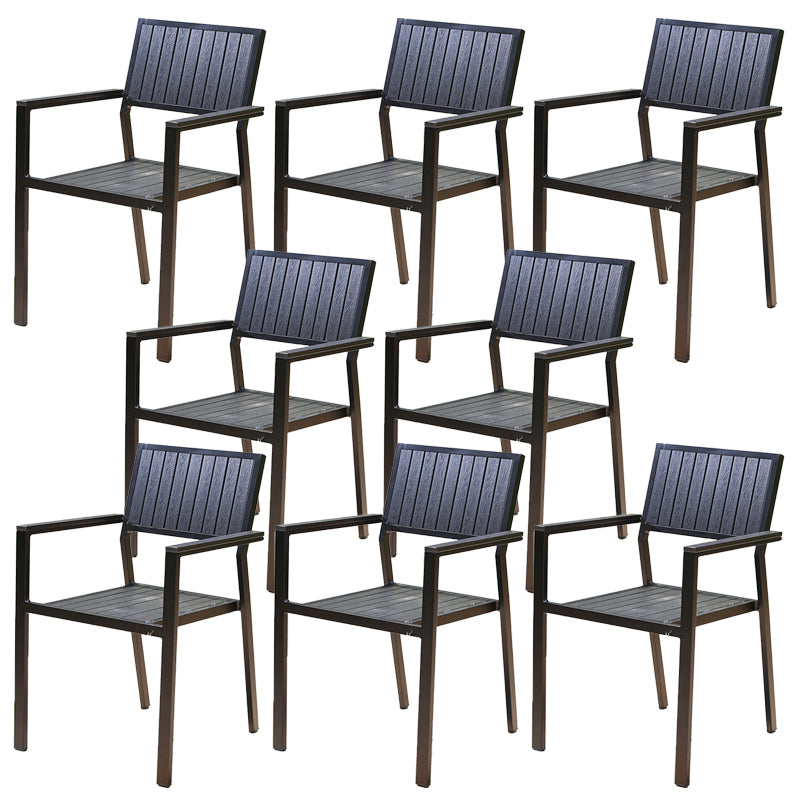 Modern Outdoor Bistro Chairs Wood With Arm Metal Dining Chairs