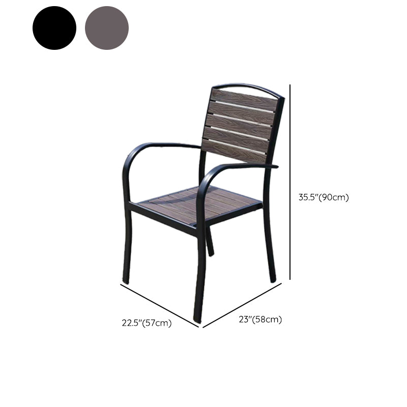 Modern Outdoor Bistro Chairs Wood With Arm Metal Dining Chairs