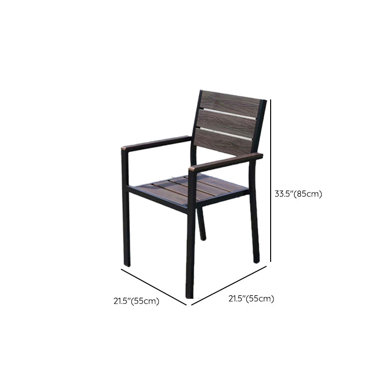 Modern Outdoor Bistro Chairs Wood With Arm Metal Dining Chairs