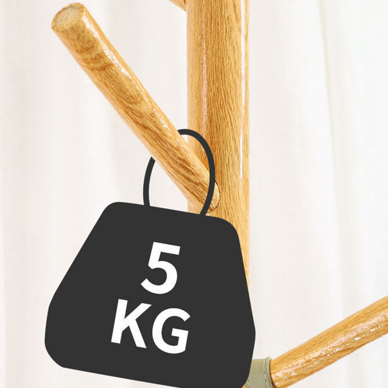 Modern Stand Coat Rack Solid Color Wooden Clothes Hanger with Coat Hooks