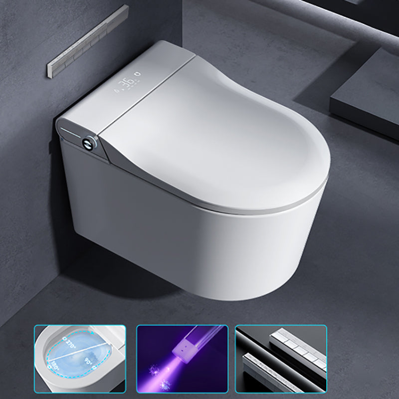 Contemporary Wall Mounted Bidet Elongated White Foot Sensor Ceramic Heated Seat