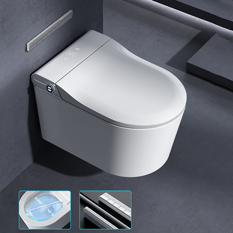 Contemporary Wall Mounted Bidet Elongated White Foot Sensor Ceramic Heated Seat