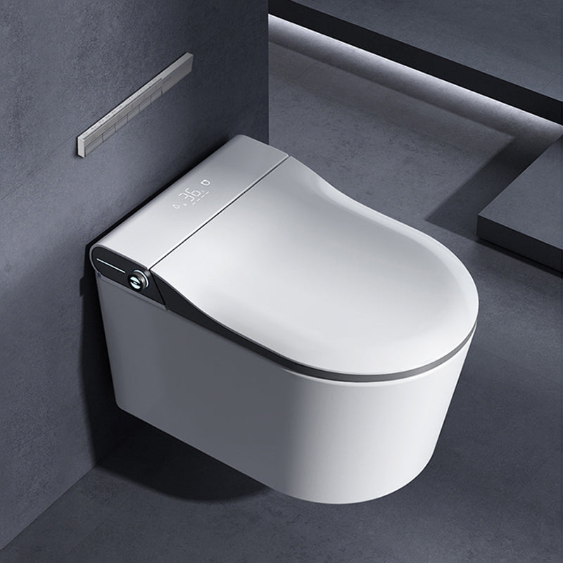 Contemporary Wall Mounted Bidet Elongated White Foot Sensor Ceramic Heated Seat