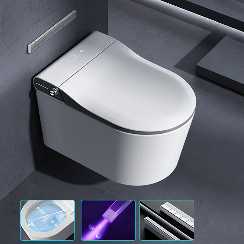 Contemporary Wall Mounted Bidet Elongated White Foot Sensor Ceramic Heated Seat