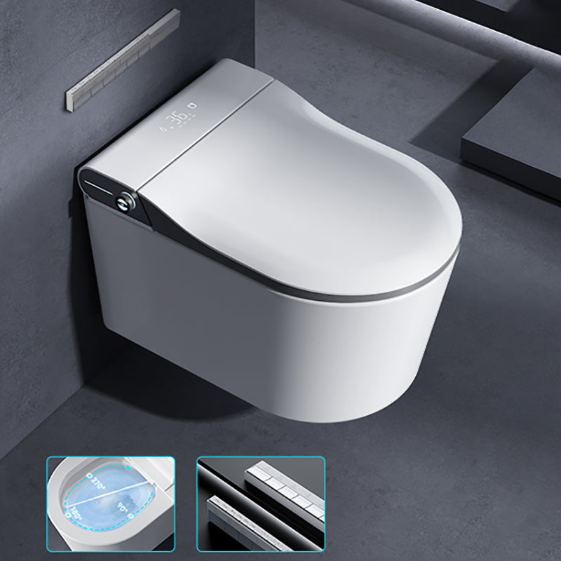 Contemporary Wall Mounted Bidet Elongated White Foot Sensor Ceramic Heated Seat