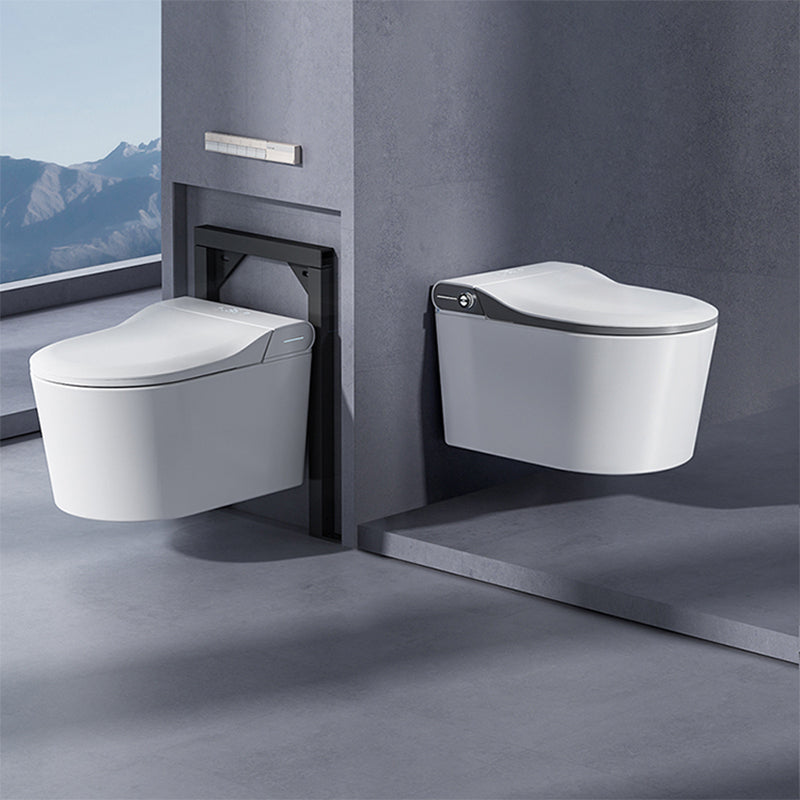 Contemporary Wall Mounted Bidet Elongated White Foot Sensor Ceramic Heated Seat