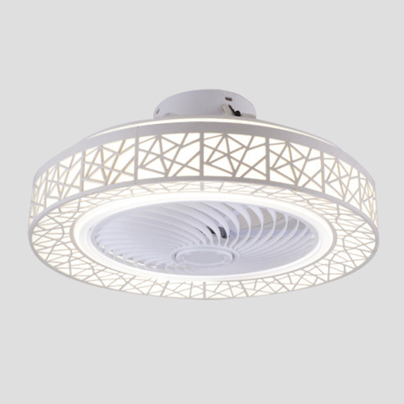 Metal Round Shape Ceiling Fan Modern Style 1 Light Ceiling Fans Fixtures