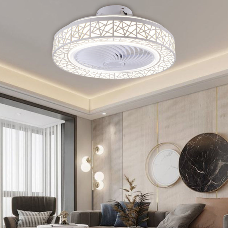 Metal Round Shape Ceiling Fan Modern Style 1 Light Ceiling Fans Fixtures