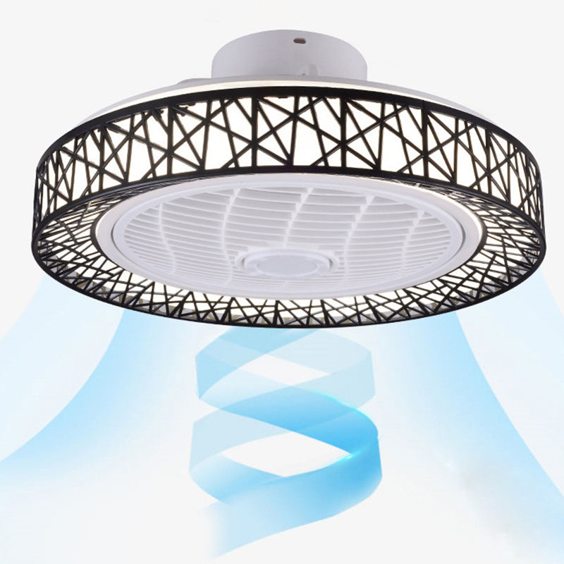 Metal Round Shape Ceiling Fan Modern Style 1 Light Ceiling Fans Fixtures