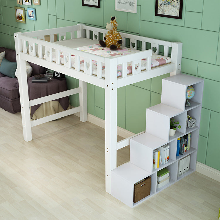 White Loft Bed Scandinavian Solid Wood High Loft Open-Frame Kids Bed