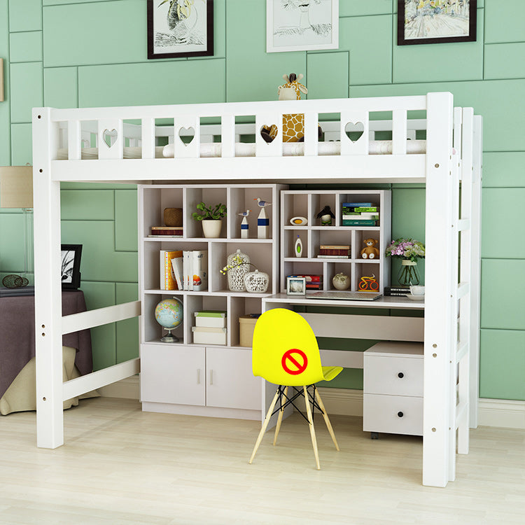 White Loft Bed Scandinavian Solid Wood High Loft Open-Frame Kids Bed