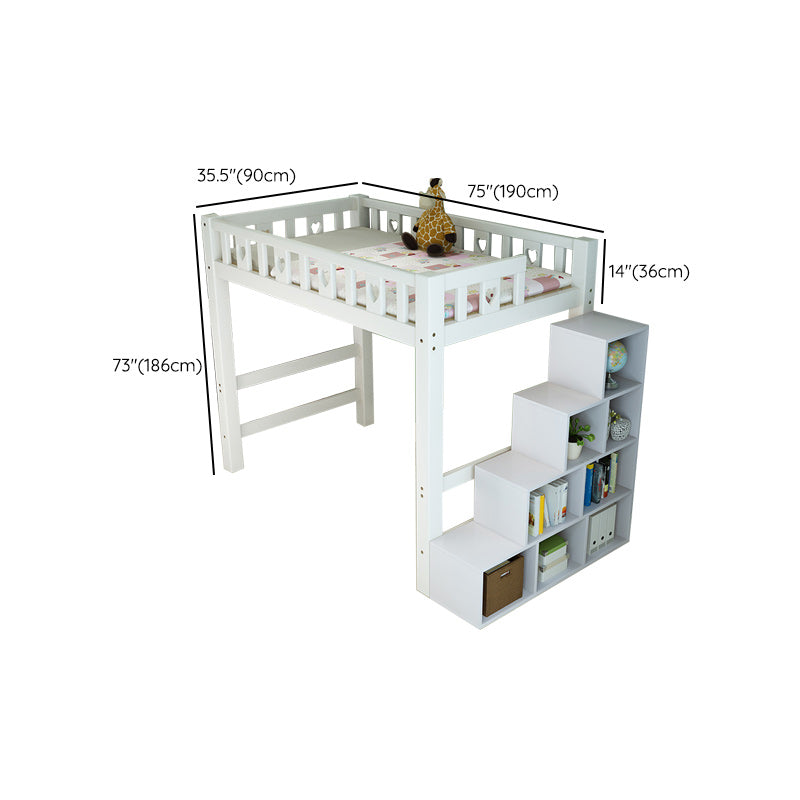 White Loft Bed Scandinavian Solid Wood High Loft Open-Frame Kids Bed