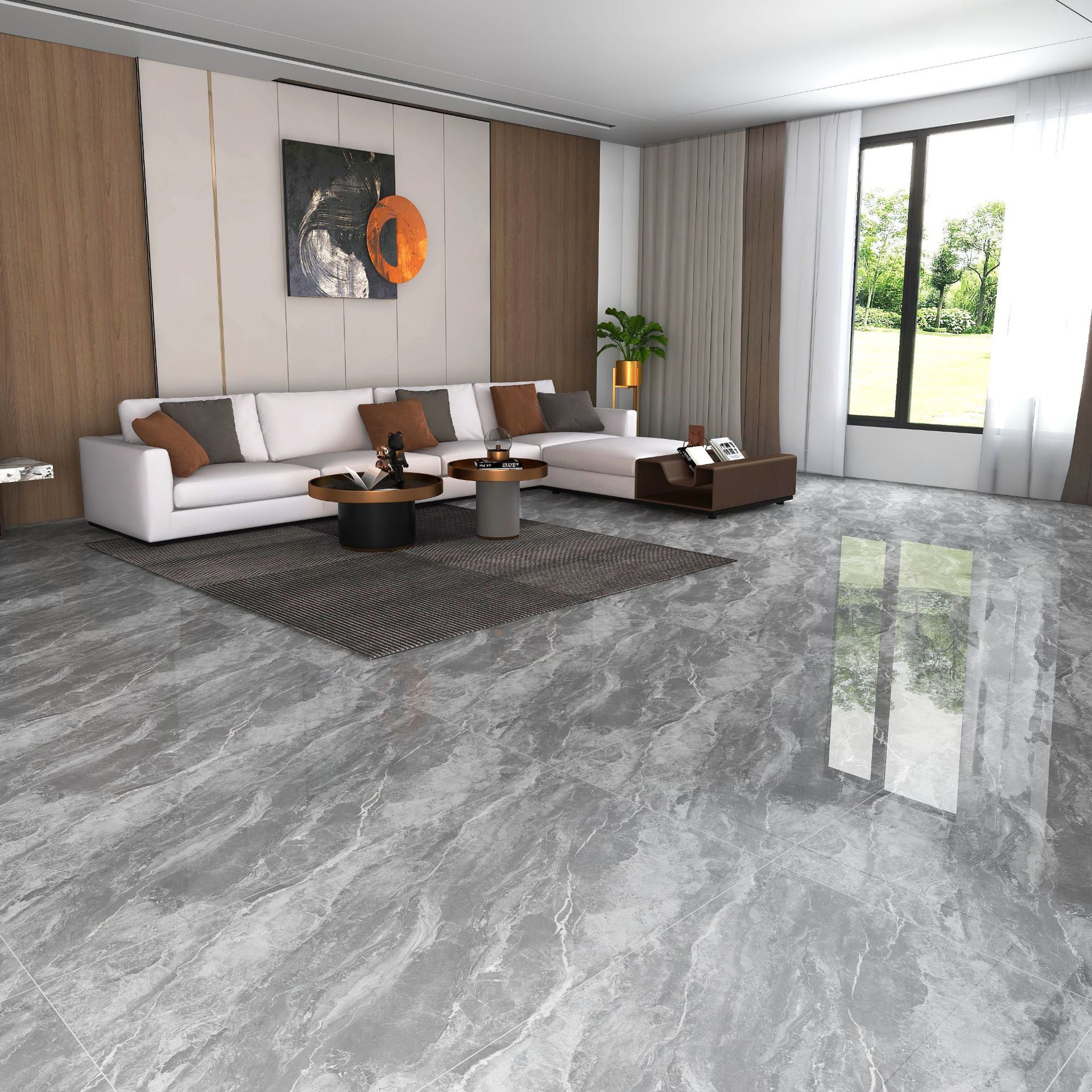 Floor and Wall Tile Marble Print Living Room Porcelain Indoor Floor Tile