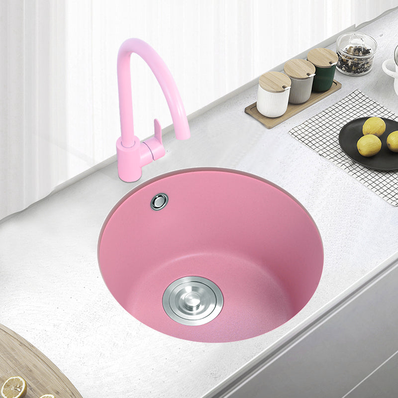 Quartz Kitchen Bar Sink Modern Pink Single Bowl Kitchen Bar Sink