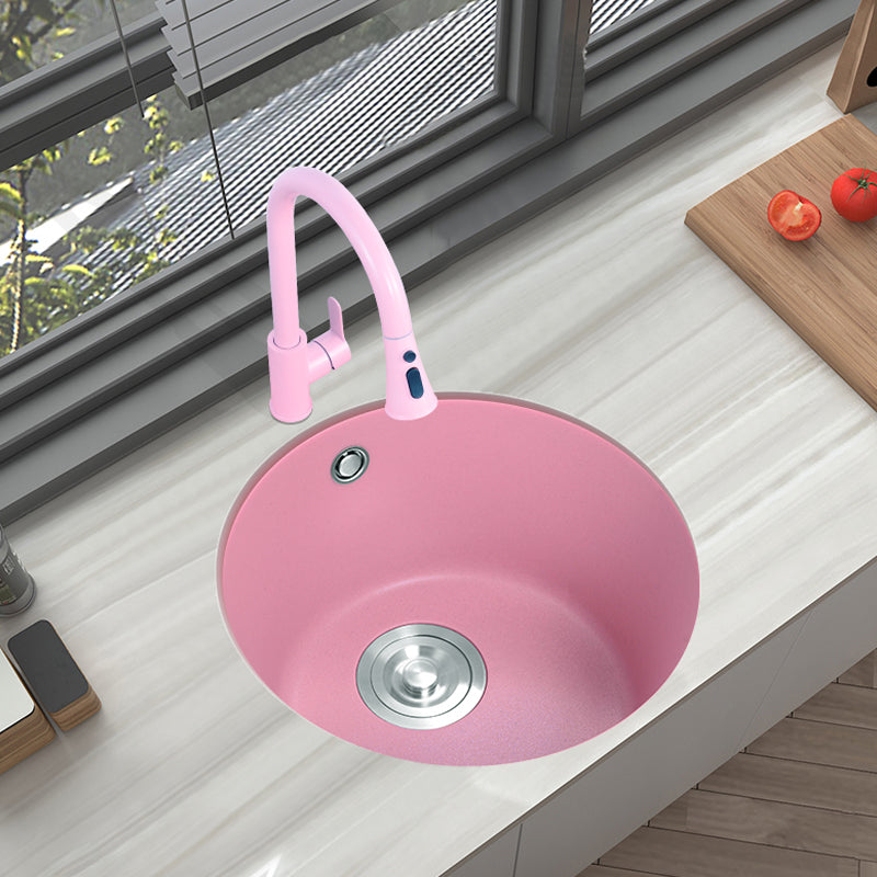 Quartz Kitchen Bar Sink Modern Pink Single Bowl Kitchen Bar Sink