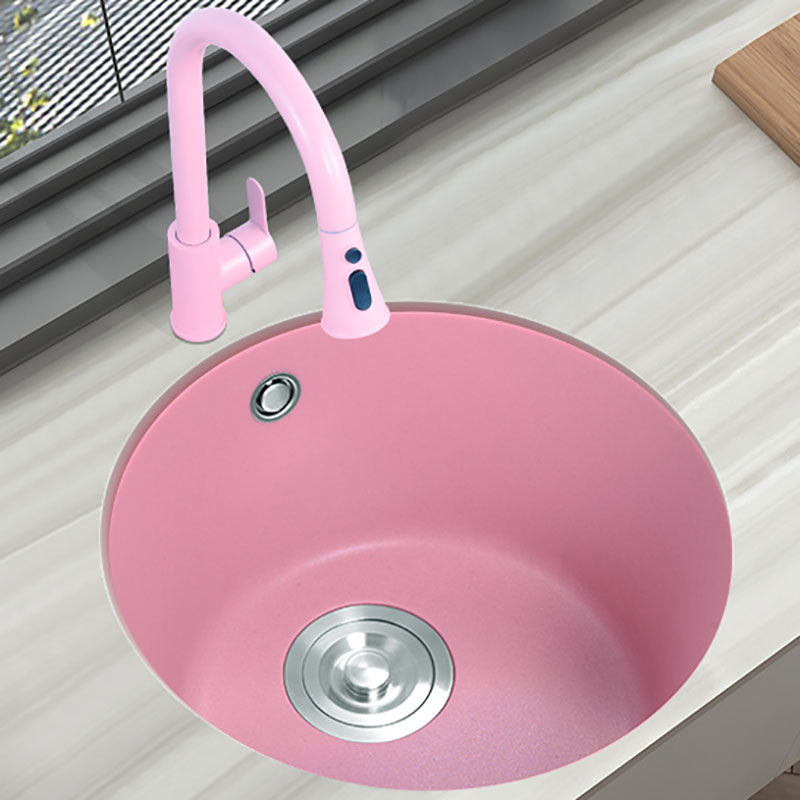 Quartz Kitchen Bar Sink Modern Pink Single Bowl Kitchen Bar Sink