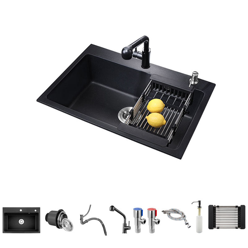 Quartz Kitchen Sink Modern Drop-In Kitchen Sink with Drain Assembly