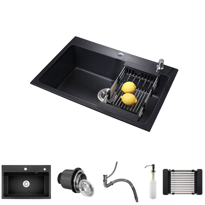 Quartz Kitchen Sink Modern Drop-In Kitchen Sink with Drain Assembly