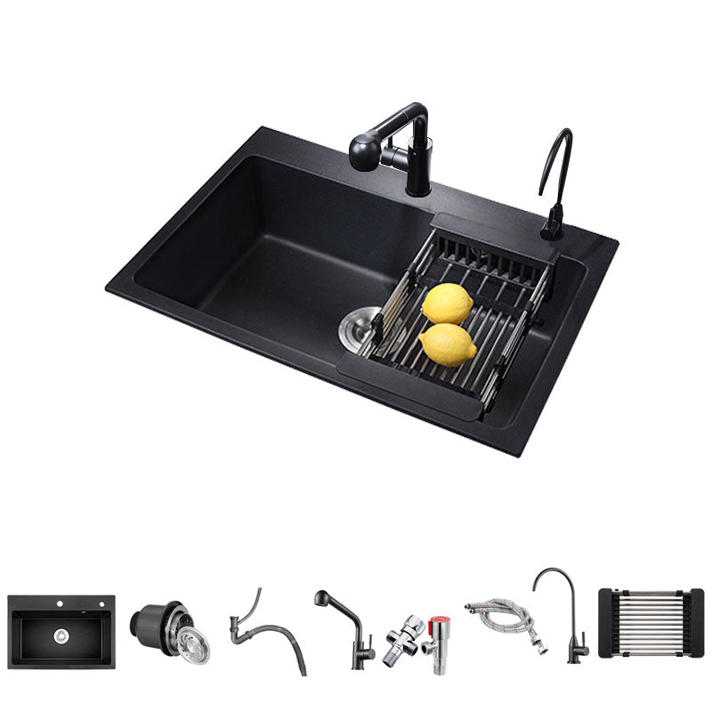 Quartz Kitchen Sink Modern Drop-In Kitchen Sink with Drain Assembly