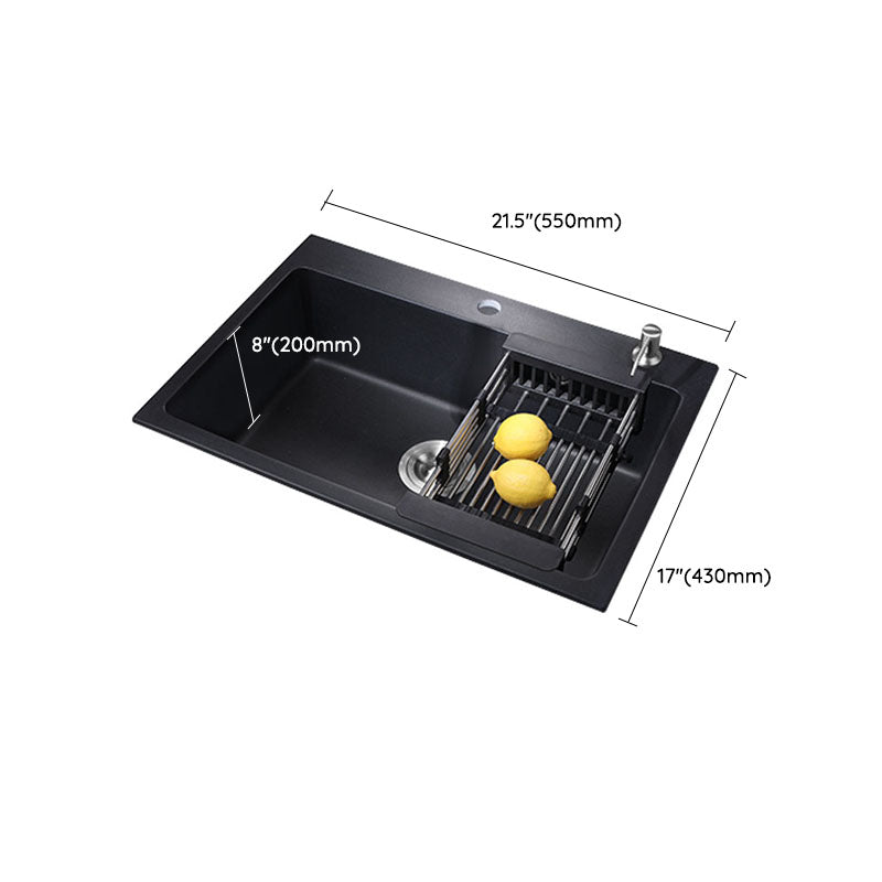 Quartz Kitchen Sink Modern Drop-In Kitchen Sink with Drain Assembly