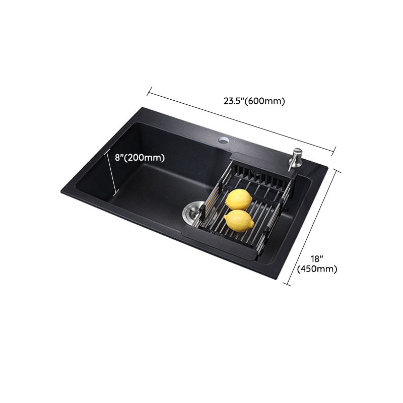 Quartz Kitchen Sink Modern Drop-In Kitchen Sink with Drain Assembly