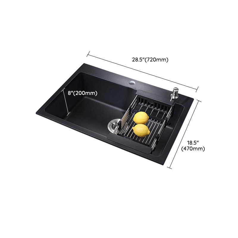 Quartz Kitchen Sink Modern Drop-In Kitchen Sink with Drain Assembly